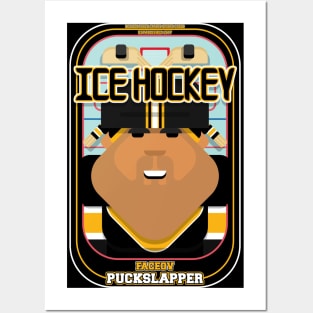 Ice Hockey Black and Yellow - Faceov Puckslapper - Seba version Posters and Art